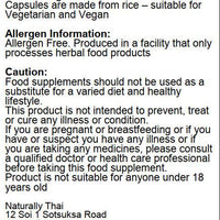 Naturally Thai Andrographis paniculata Food Supplement Label