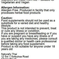 Naturally Thai Bitter Melon Food Supplement Label